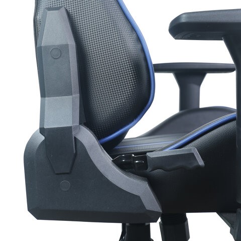 Кресло офисное BRABIX "GT Carbon GM-120", две подушки, экокожа, черное/синее, 531930 в Петропавловске-Камчатском - изображение 14
