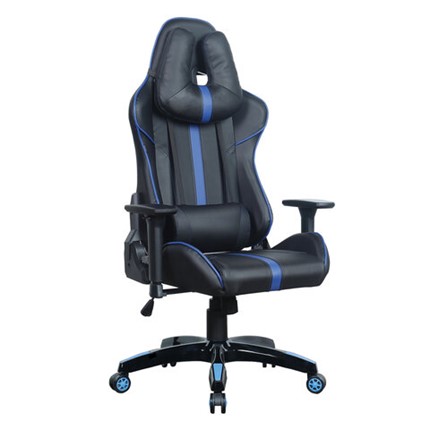 Кресло офисное BRABIX "GT Carbon GM-120", две подушки, экокожа, черное/синее, 531930 в Петропавловске-Камчатском - изображение