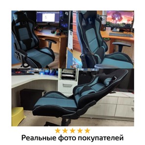 Офисное кресло Brabix GT Racer GM-100 (две подушки, ткань, черное/голубое) 531818 в Петропавловске-Камчатском - предосмотр 13