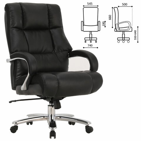Офисное кресло Brabix Premium Bomer HD-007 (рециклированная кожа, хром, черное) 531939 в Петропавловске-Камчатском - изображение 6