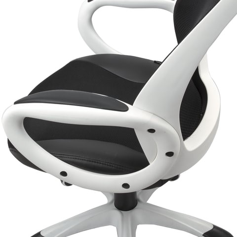 Кресло офисное Brabix Premium Genesis EX-517 (пластик белый, ткань/экокожа/сетка черная) 531573 в Петропавловске-Камчатском - изображение 6