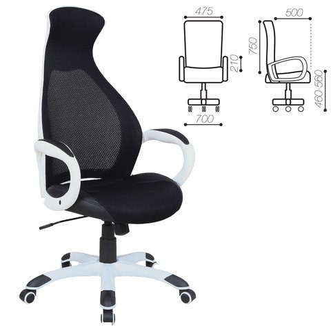 Кресло офисное Brabix Premium Genesis EX-517 (пластик белый, ткань/экокожа/сетка черная) 531573 в Петропавловске-Камчатском - изображение 1