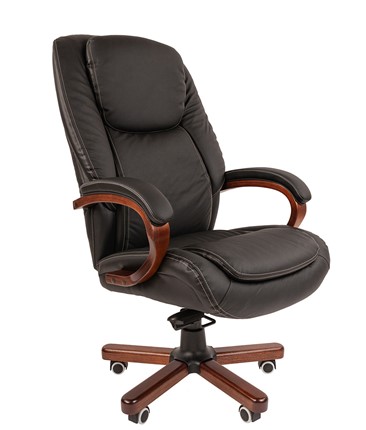 Офисное кресло CHAIRMAN 408 кожа черная в Петропавловске-Камчатском - изображение