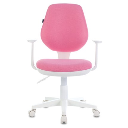 Офисное кресло Brabix Fancy MG-201W (с подлокотниками, пластик белый, розовое) 532409 в Петропавловске-Камчатском - изображение