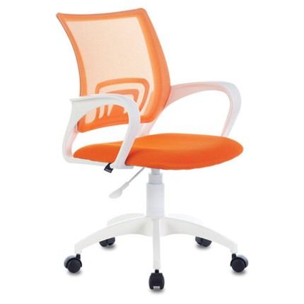 Офисное кресло Brabix Fly MG-396W (с подлокотниками, пластик белый, сетка, оранжевое) 532401 в Петропавловске-Камчатском - изображение
