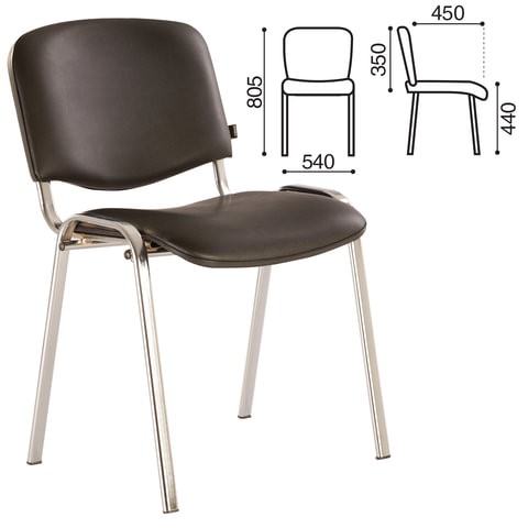 Офисный стул Brabix Iso CF-001 (хромированный каркас, кожзам черный) 531424 в Петропавловске-Камчатском - изображение 2