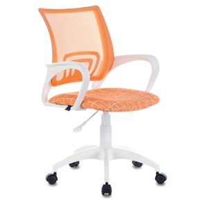 Офисное кресло Brabix Fly MG-396W (с подлокотниками, пластик белый, сетка, оранжевое с рисунком "Giraffe") 532402 в Петропавловске-Камчатском