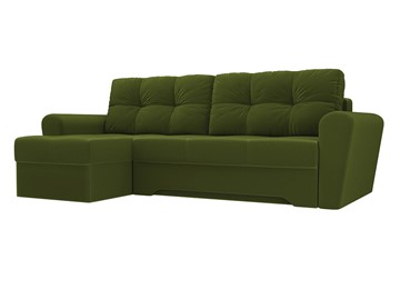 Угловой диван с оттоманкой Амстердам, Зеленый (микровельвет) в Петропавловске-Камчатском