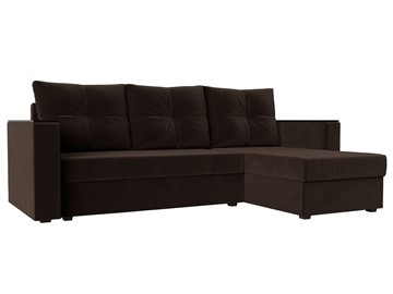 Угловой диван с оттоманкой Атланта Лайт Б/С, Коричневый (Микровельвет) в Петропавловске-Камчатском
