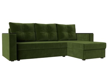 Угловой диван с оттоманкой Атланта Лайт Б/С, Зеленый (Микровельвет) в Петропавловске-Камчатском