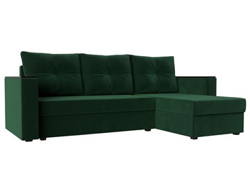 Угловой диван с оттоманкой Атланта Лайт Б/С, Зеленый (Велюр) в Петропавловске-Камчатском