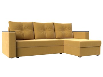 Угловой раскладной диван Атланта Лайт Б/С, Желтый (Микровельвет) в Петропавловске-Камчатском
