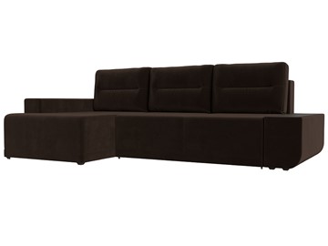 Угловой диван с оттоманкой Чикаго, Коричневый (микровельвет) в Петропавловске-Камчатском