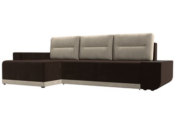 Угловой диван для гостиной Чикаго, Коричневый/Бежевый (микровельвет) в Петропавловске-Камчатском