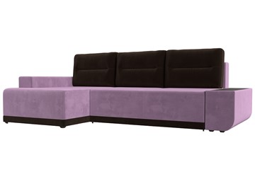 Угловой диван для гостиной Чикаго, Сиреневый/Коричневый (микровельвет) в Петропавловске-Камчатском