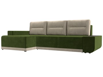 Угловой диван для гостиной Чикаго, Зеленый/Бежевый (микровельвет) в Петропавловске-Камчатском