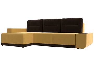 Угловой диван для гостиной Чикаго, Желтый/Коричневый (микровельвет) в Петропавловске-Камчатском