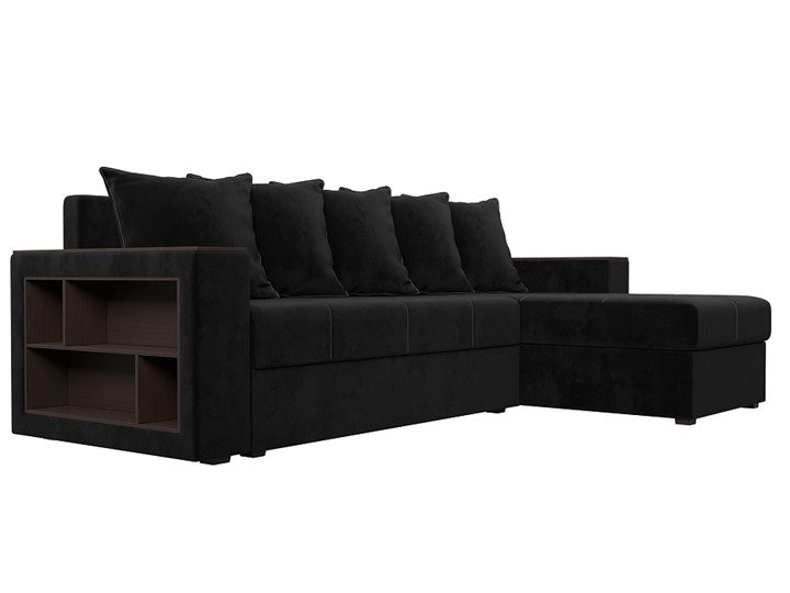 Угловой раскладной диван Дубай Лайт, Черный (велюр) в Петропавловске-Камчатском - изображение 2