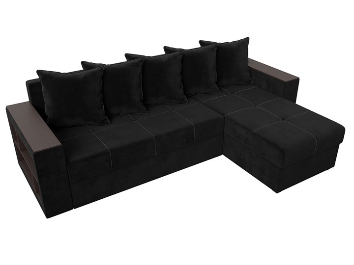 Угловой раскладной диван Дубай Лайт, Черный (велюр) в Петропавловске-Камчатском - изображение 3