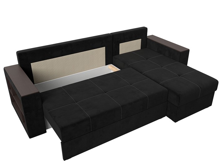 Угловой раскладной диван Дубай Лайт, Черный (велюр) в Петропавловске-Камчатском - изображение 5