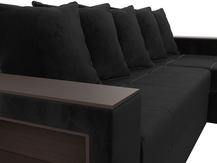 Угловой раскладной диван Дубай Лайт, Черный (велюр) в Петропавловске-Камчатском - изображение 8