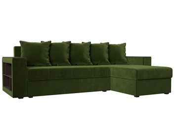 Угловой диван с оттоманкой Дубай Лайт, Зеленый (микровельвет) в Петропавловске-Камчатском