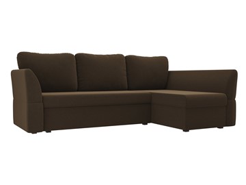 Угловой диван с оттоманкой Гесен, Коричневый (микровельвет) в Петропавловске-Камчатском
