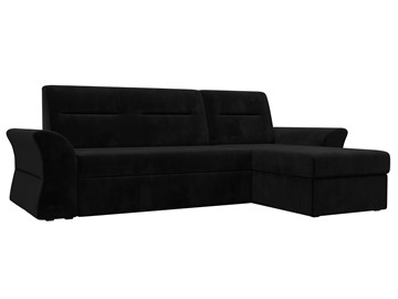 Угловой диван с оттоманкой Клайд, Черный (велюр) в Петропавловске-Камчатском