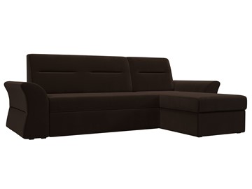 Угловой диван с оттоманкой Клайд, Коричневый (микровельвет) в Петропавловске-Камчатском