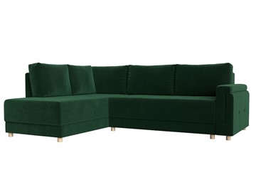 Угловой раскладной диван Лига-024, Зеленый (Велюр) в Петропавловске-Камчатском