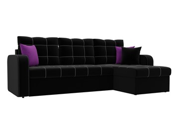 Угловой диван для гостиной Ливерпуль, Черный (микровельвет) в Петропавловске-Камчатском