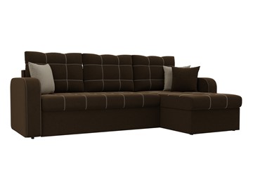 Угловой диван с оттоманкой Ливерпуль, Коричневый (микровельвет) в Петропавловске-Камчатском