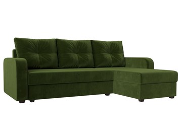 Угловой диван с оттоманкой Ливерпуль Лайт, Зеленый (Микровельвет) в Петропавловске-Камчатском