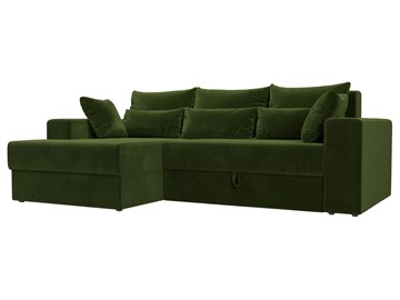 Угловой диван с оттоманкой Майами, Зеленый (микровельвет) в Петропавловске-Камчатском