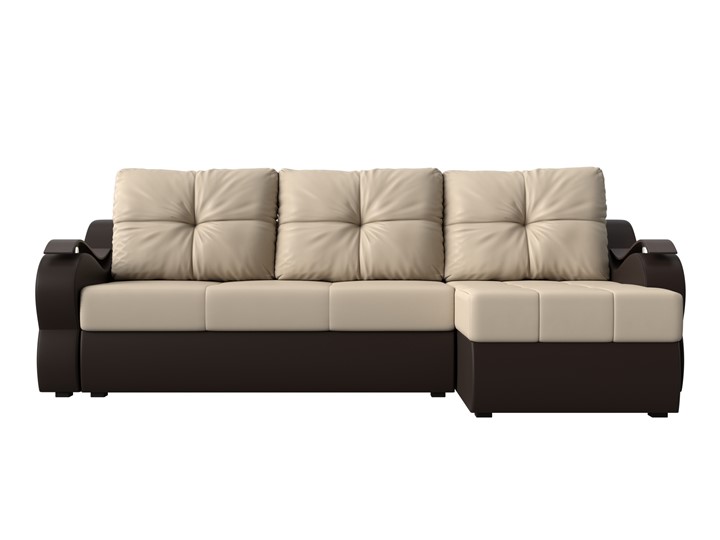 Угловой диван Меркурий, Бежевый/коричневый (экокожа) в Петропавловске-Камчатском - изображение 1