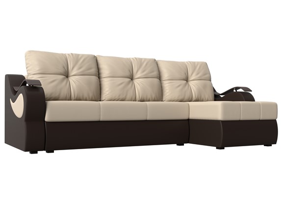 Угловой диван Меркурий, Бежевый/коричневый (экокожа) в Петропавловске-Камчатском - изображение