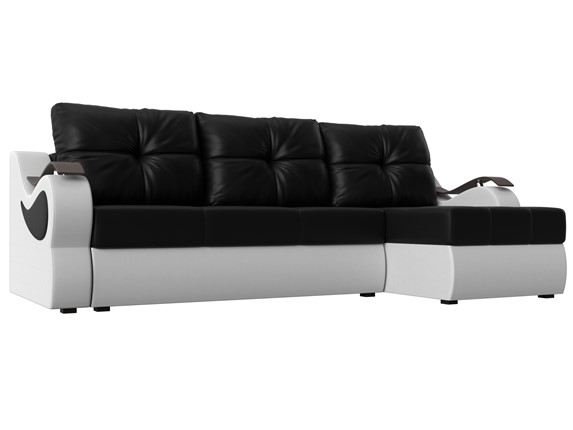 Угловой диван Меркурий, Черный/белый (экокожа) в Петропавловске-Камчатском - изображение