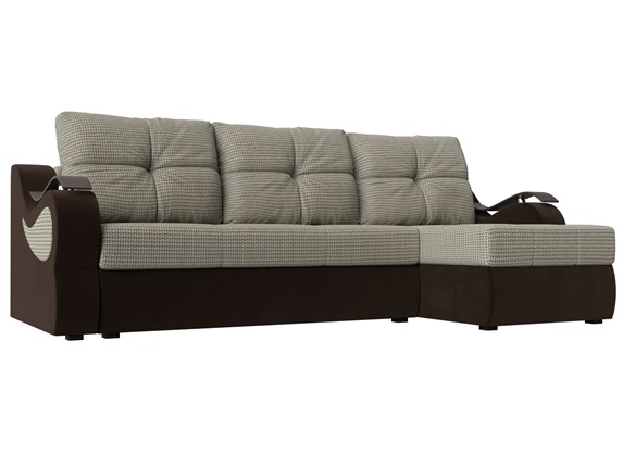 Угловой диван Меркурий, Корфу 02 (рогожка)/коричневый (вельвет) в Петропавловске-Камчатском - изображение