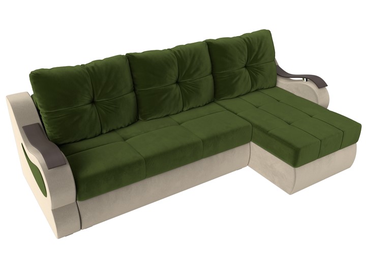 Угловой диван Меркурий, Зеленый/бежевый (вельвет) в Петропавловске-Камчатском - изображение 4