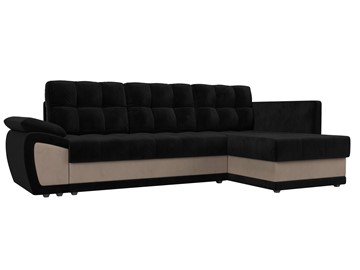 Угловой диван для гостиной Нэстор прайм, Черный/Бежевый (велюр) в Петропавловске-Камчатском