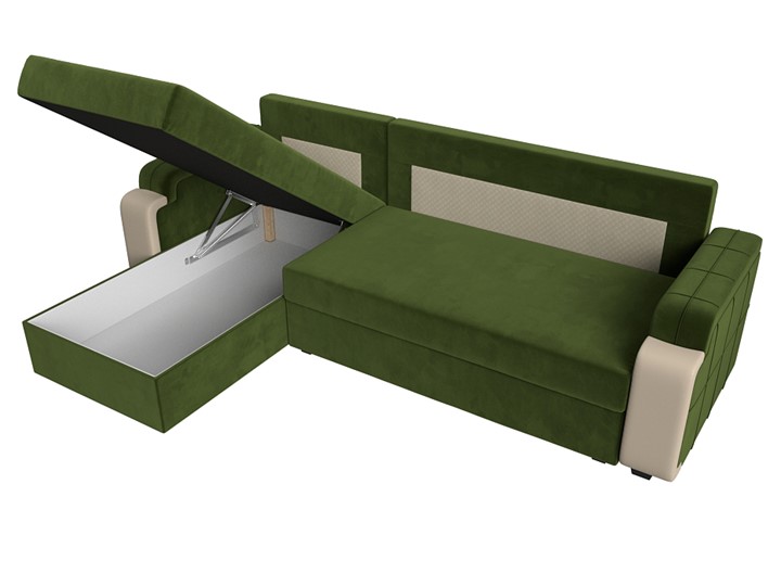 Угловой диван с оттоманкой Николь лайт, Зеленый/Бежевый (микровельвет/экокожа) в Петропавловске-Камчатском - изображение 7