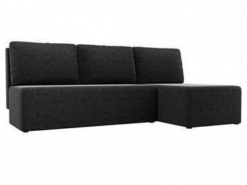 Угловой диван с оттоманкой Поло, Черный (микровельвет) в Петропавловске-Камчатском