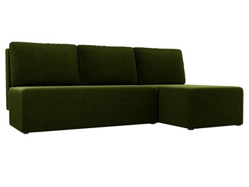 Угловой диван с оттоманкой Поло, Зеленый (микровельвет) в Петропавловске-Камчатском