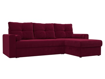 Угловой диван с оттоманкой Верона, Бордовый (микровельвет) в Петропавловске-Камчатском