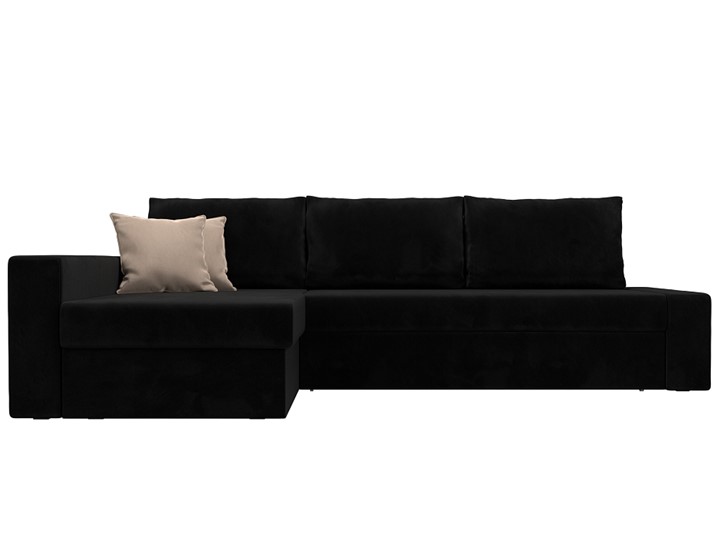 Угловой диван Версаль, Черный/Бежевый (велюр) в Петропавловске-Камчатском - изображение 1