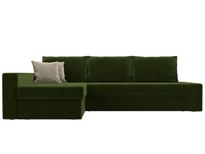 Угловой диван Версаль, Зеленый/Бежевый (микровельвет) в Петропавловске-Камчатском - изображение 1