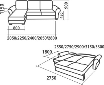 Угловой диван Аккордеон-1, 290 (круглые подлокотники) с коробом в Петропавловске-Камчатском - предосмотр 2