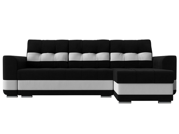 Угловой диван Честер, Черный/белый (вельвет/экокожа) в Петропавловске-Камчатском - изображение 1