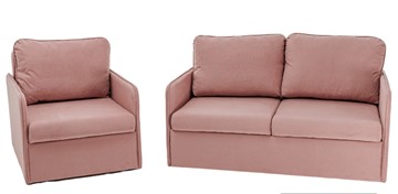 Мебельный набор Амира розовый диван + кресло в Петропавловске-Камчатском