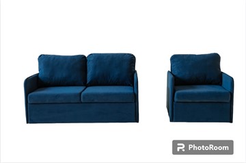 Мебельный комплект Амира синий диван + кресло в Петропавловске-Камчатском